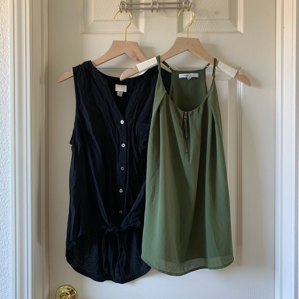 Black and Olive Sleeveless Tops Bundle